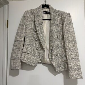Zara Women's Cream Tweed Blazer